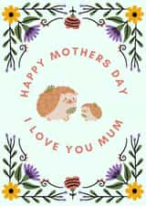 hedgehog flower Mothers Day Card 19097 created by Charlotte Beever