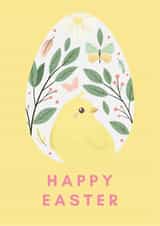 Cute chick in a floral egg Easter Card created by Made Mint Designs