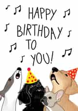 Dogs Singing Happy Birthday. Cute Birthday Card created by fizzi jayne