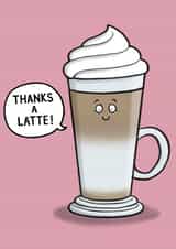 Funny cartoon coffee thank you card created by Carl Batterbee