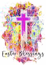 Easter Blessings Card - Stained glass cross created by Kat Pearson