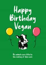 Vegan birthday card created by Chortle Cards