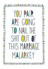 You're going to nail this marriage wedding card - Fun colourful wedding card created by Anna Treliving Design