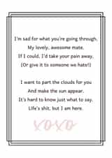 Thinking Of You Card For A Friend Having a Hard Time. created by Rhymes for Reasons