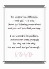 It's Okay Not to be Okay Mental Health Poem Card created by Rhymes for Reasons