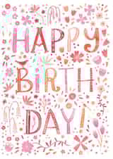 Happy Birthday Pink Floral Watercolour Card created by Nic Squirrell