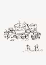 Two Mice at a Tea Party created by Jade Lawley Illustration