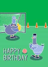 Pigeon football happy birthday card created by Pigeon Pals