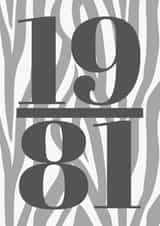 40th Animal Print Birthday Card 1981 created by Jean Lawrie