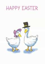 Cute duck illustration easter card created by Richard Marsh Art