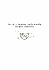 Sleepless nights & poo explosions New baby Card created by Caz Draws Things
