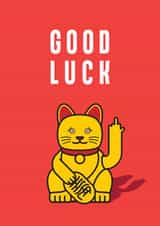 Lucky Cat Good Luck rude Card created by Duck In love