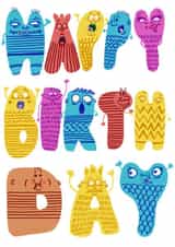 Happy Birthday many faces created by Helen Priest