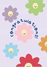 Smiley face flowers congratulations card created by illustrationlisa