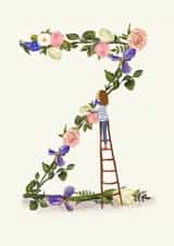 Floral Initial Z card created by A-Z Initials by Love Lucy Illustration