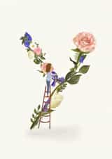 Floral Y Initial Birthday Card created by A-Z Initials by Love Lucy Illustration