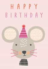 Cute Mouse Birthday Card – Fun Illustrated Animal Design for Kids created by Sally Payne Design