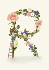 Initial Card letter R created by A-Z Initials by Love Lucy Illustration