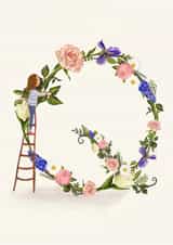 Floral Q Initial Birthday Card created by A-Z Initials by Love Lucy Illustration