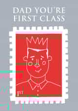 Cute illustrated stamp to crown the king of the family, Dad you're first class created by By Big Will Limited