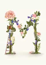 Initial card letter M created by A-Z Initials by Love Lucy Illustration