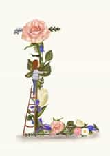 Initial card letter L created by A-Z Initials by Love Lucy Illustration