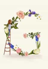 Initial card letter G created by A-Z Initials by Love Lucy Illustration