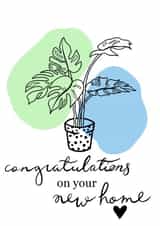 Minimalist monstera cute new home card created by eamberart