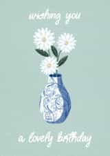 Pretty Birthday Card - Flowers - Vase created by Amy V Packham Art