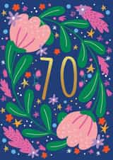 Floral 70th Birthday Card created by NICHOLA COWDERY ILLUSTRATIONS 