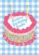 Fun Birthday Card - Badass - Cake created by The Stylist Illustrates