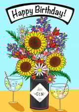 Happy birthday floral gin card created by Jessicadrawws