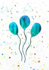 Blue Balloons Card Hand Drawn Design created by Hobo Zobo
