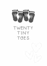 Twenty Tiny Toes - Gender Neutral Twins Baby Card created by Two For Joy Illustration