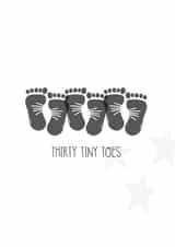 Thirty Tiny Toes - Gender Neutral Triplets Baby Card created by Two For Joy Illustration