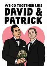 David Rose and Patrick Brewer Schitts Creek Love Card created by Studio Doodles