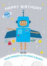 Space Boy Birthday Card 1001 created by Macie Dot Doodles