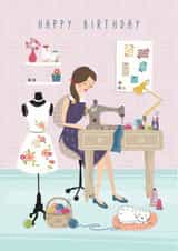 Sewing Birthday Card 1001 created by Little Stringers