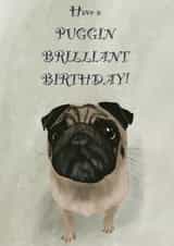 Pug birthday card created by Ann Williams Art