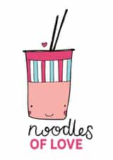 Noodles of Love romantic pun card created by Dottypink Designs