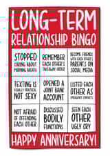 Funny Bingo Anniversary Card - Long-Term Relationship Bingo created by TeePee Creations