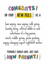 Funny New Parent Card created by Kerry Stewart