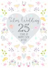 Pretty Silver Anniversary Card - 25 Years - 25 Years Of Happy Ever After created by Little Cat Creates
