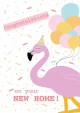 Cute Flamingo Party New Home Card - Confetti - Congratulations On Your New Home created by Penny Belle