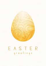 Easter greeting card with golden painted egg created by Pupsiku