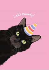 Lets party cat birthday card created by Leisha Armstrong 