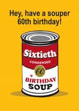 60th Birthday pop art soup can created by Wicked Poppy Designs