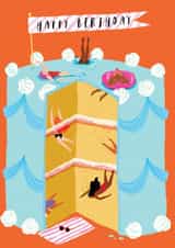 Swimming pool, birthday cake created by DOTS + STRIPES