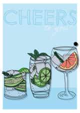 Cheers to you! Cocktail celebration card created by Abby Nair Art
