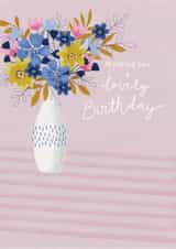 Floral vase Birthday card created by Sarah Hustwaite Illustration